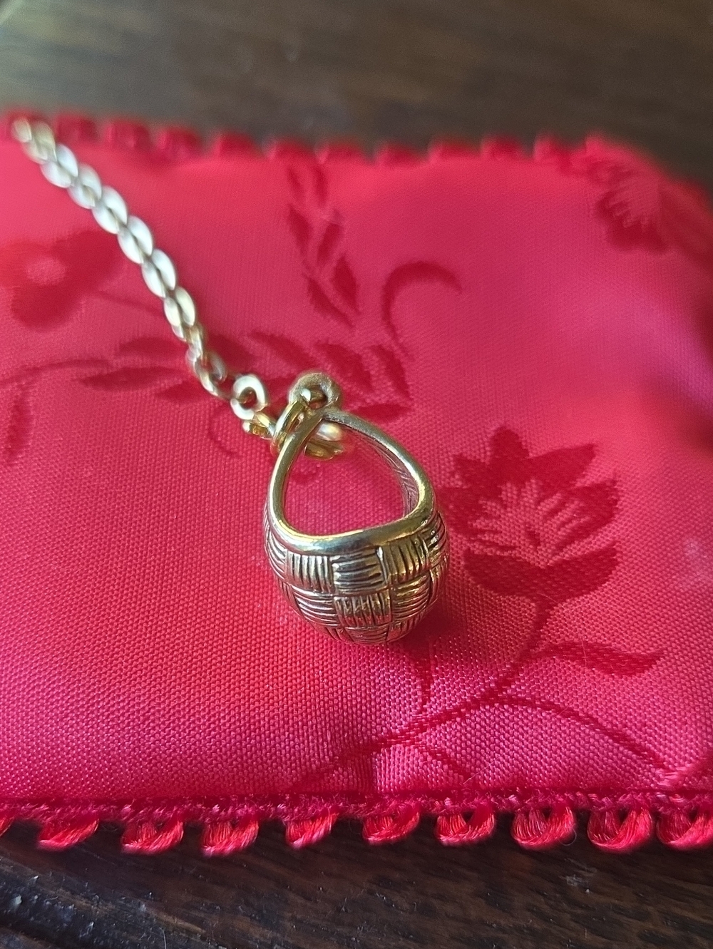 Vintage Joan Rivers Egg Basket Charm With Chain